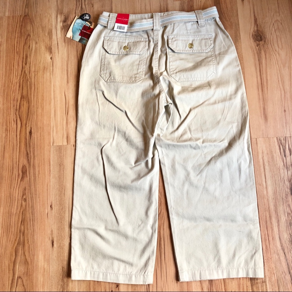 NEW GLORIA VANDERBILT Capri Pants w/ Belt Size 6 Petite Tan Women’s